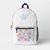 Buchstabenkonfetti "W" Bedruckter Rucksack (Vorderseite)