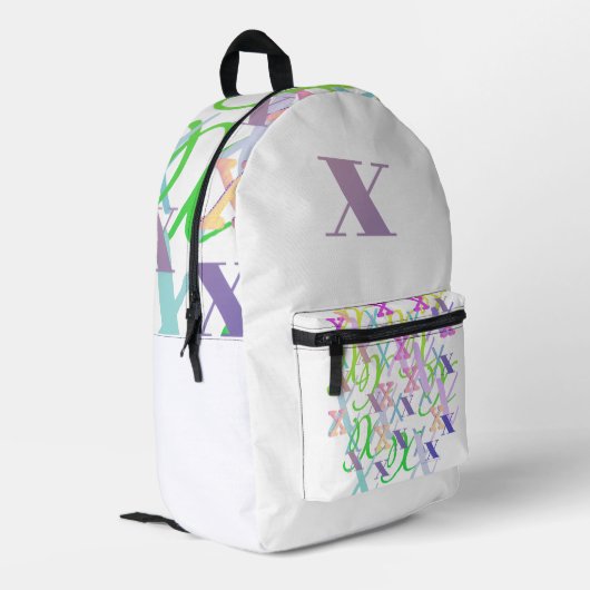 Buchstabenkonfetti "X" Bedruckter Rucksack (Rückseitige Ecke links)