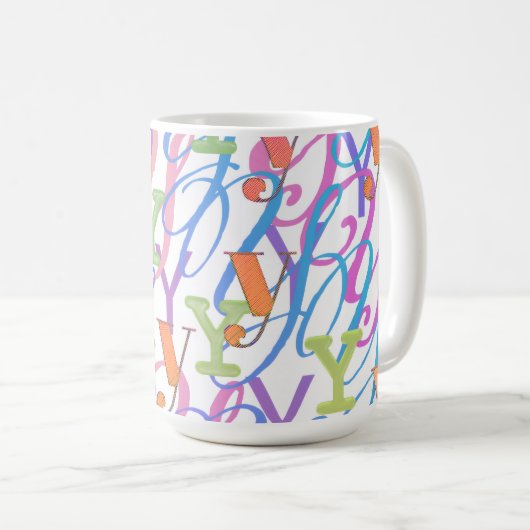 Buchstabenkonfetti "Y" Kaffeetasse (VorderseiteRechts)
