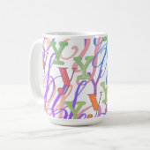 Buchstabenkonfetti "Y" Kaffeetasse (Vorderseite Links)