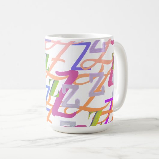 Buchstabenkonfetti "Z" Kaffeetasse (VorderseiteRechts)
