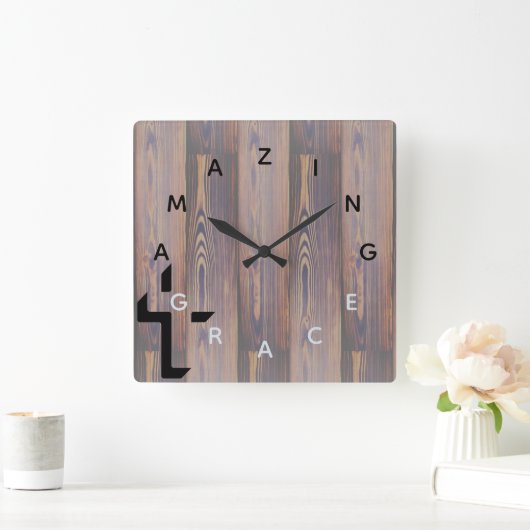 Buchstabennummern Holzkörner Quadratische Wanduhr (Zuhause)