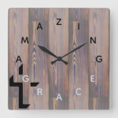 Buchstabennummern Holzkörner Quadratische Wanduhr (Vorderseite)