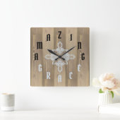 Buchstabennummern Holzkörner Quadratische Wanduhr (Zuhause)