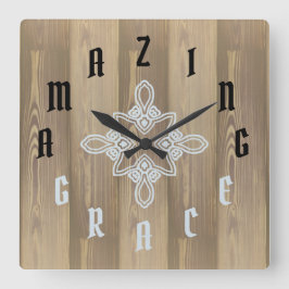 Buchstabennummern Holzkörner Quadratische Wanduhr