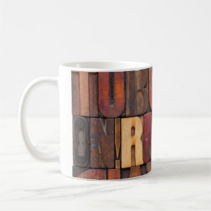 Buchstabenzufall - Vintages Buchstabenholz Kaffeetasse