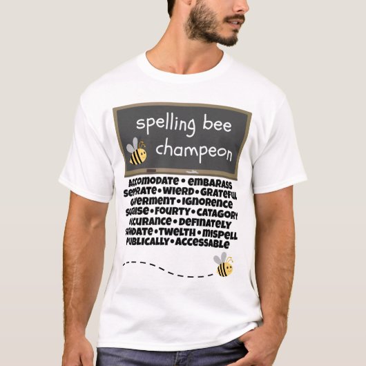 Buchstabierwettbewerb-Champeon fehlbuchstabierte T-Shirt (Vorderseite)