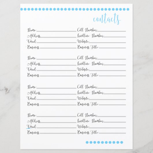 Buchstandpapier kontaktieren | Baby Blue (Vorderseite)