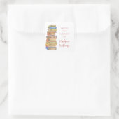 Buchstapel aus dem Buchzeichen Name Quadratischer Aufkleber (Tasche)