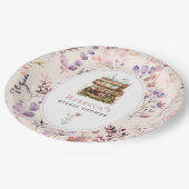 Buchstapel Brautparty Aquarellfarben Wildblume Pappteller (Schrägansicht)