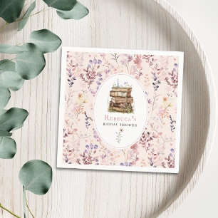 Buchstapel Brautparty Aquarellfarben Wildblume Serviette