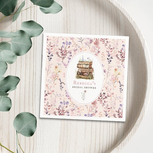 Buchstapel Brautparty Aquarellfarben Wildblume Serviette