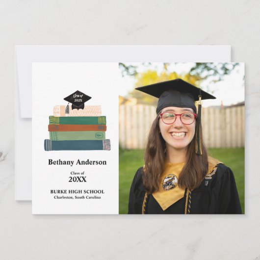 Buchstapel für intelligenten Abschluss Ankündigung (Vorderseite)