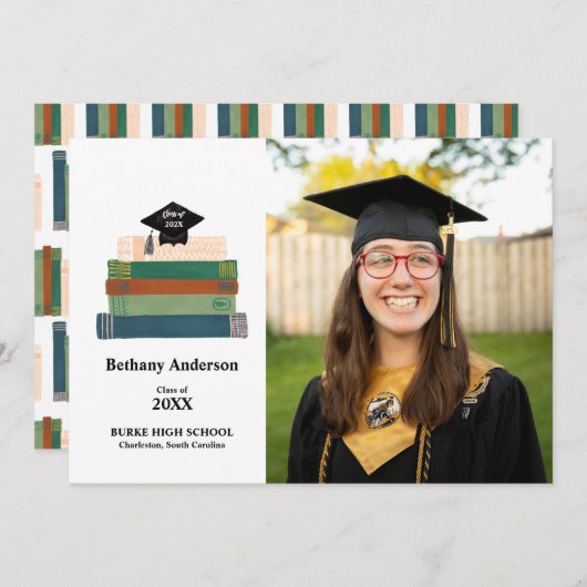 Buchstapel für intelligenten Abschluss Ankündigung (Vorne/Hinten)