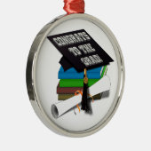 Buchstapel "GLÜCKWUNSCH ZUM GRAD" Diplom Silbernes Ornament (Rechts)