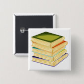 Buchstapel Kunst und Lesen Button (Vorne & Hinten)