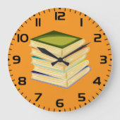 Buchstapel Kunst und Lesen Große Wanduhr (Vorderseite)