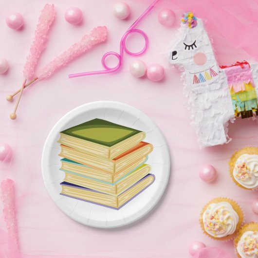 Buchstapel Kunst und Lesen Pappteller (Party)