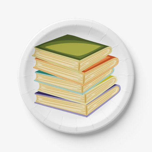 Buchstapel Kunst und Lesen Pappteller (Vorderseite)