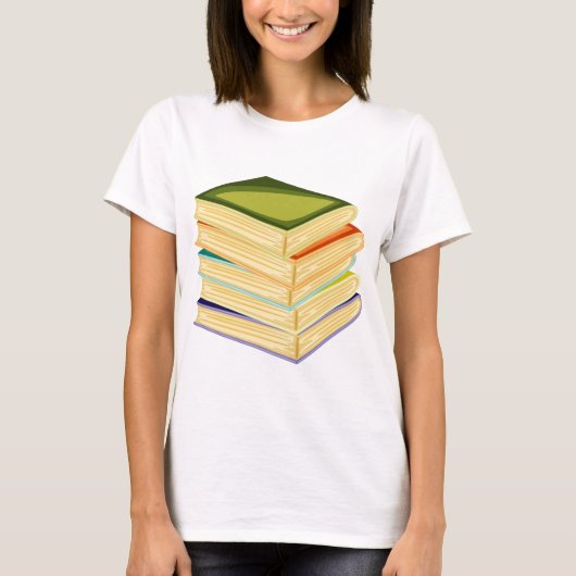 Buchstapel Kunst und Lesen T-Shirt (Vorderseite)