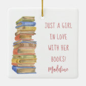 Buchstapel Lover Keramik Ornament (Rückseite)