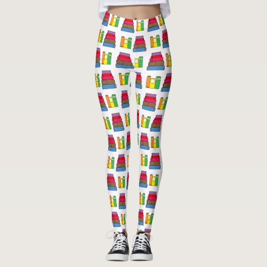 Buchstapel mehrfarbiges Muster Leggings (Vorderseite)