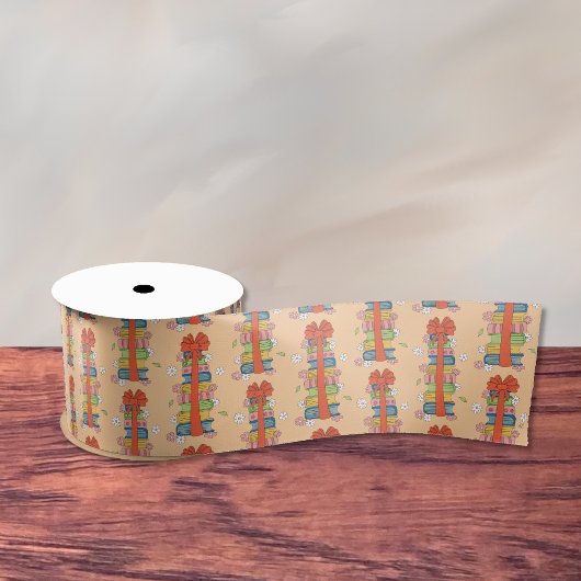 Buchstapel mit Red Bow Ribbon Satinband