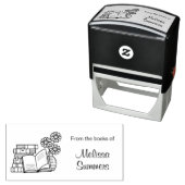 Buchstapel, Offenes Buch, Blume - Buchzeichen Permastempel (Beispiel)