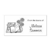 Buchstapel, Offenes Buch, Blume - Buchzeichen Permastempel (Design)