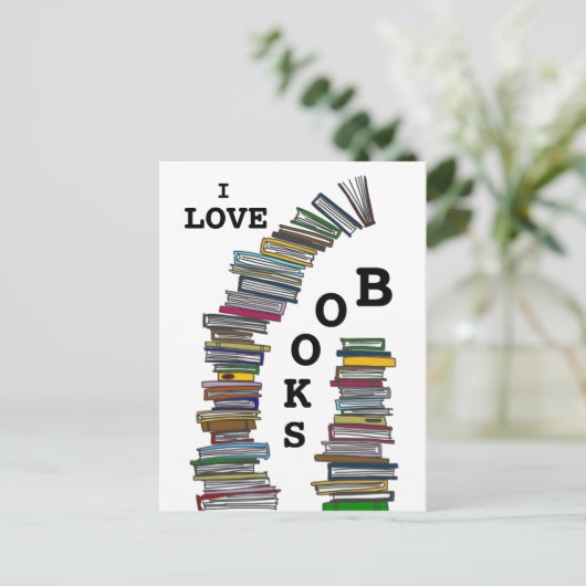 Buchstapel Postkarte (Stehend Vorderseite)