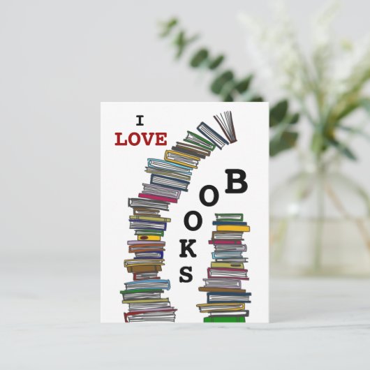 Buchstapel Postkarte (Stehend Vorderseite)