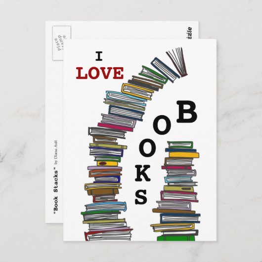 Buchstapel Postkarte (Vorne/Hinten)