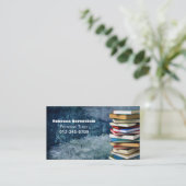 Buchstapel Private Tutor Blue Business Card Visitenkarte (Stehend Vorderseite)