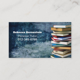Buchstapel Private Tutor Blue Business Card Visitenkarte