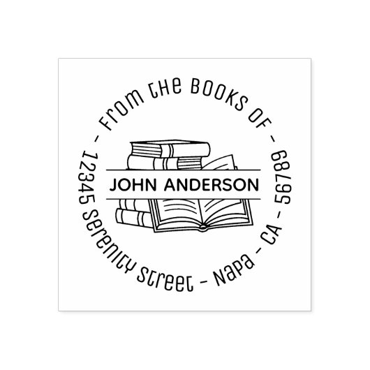 Buchstapel Runde Buchzeichen 2 Gummistempel (Prägung)