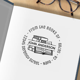 Buchstapel Runde Buchzeichen 2 Gummistempel