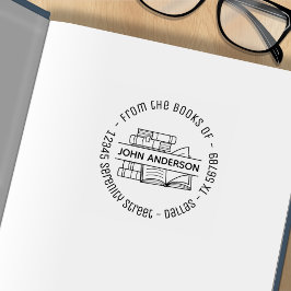 Buchstapel Runde Buchzeichen 2 Gummistempel