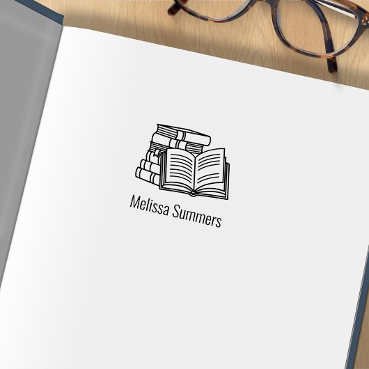 Buchstapel und Buchzeichen "Offenes Buch" 1x1 Gummistempel