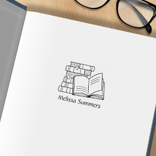 Buchstapel und Buchzeichen "Offenes Buch" 1x1 Gummistempel