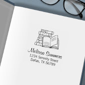 Buchstapel und offene Buchadresse Permastempel