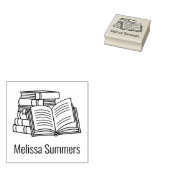 Buchstapel und Offenes Buch - Buchzeichen Gummistempel (Stempel)