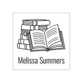 Buchstapel und Offenes Buch - Buchzeichen Gummistempel (Prägung)