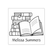 Buchstapel und Offenes Buch - Buchzeichen Gummistempel (Prägung)