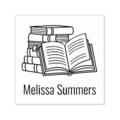 Buchstapel und Offenes Buch - Buchzeichen Permastempel (Design)