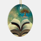 Buchstapelbaum und offene Bücher Keramik Ornament (Rechts)