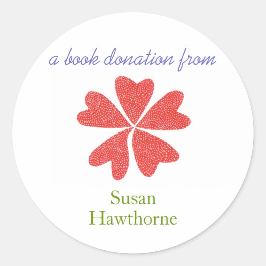 Buchsticker - Blühende Herzen Runder Aufkleber (Vorderseite)