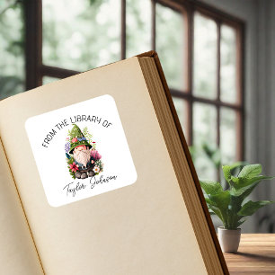 Buchsticker, Buchzeichen Blumengartennome Quadratischer Aufkleber