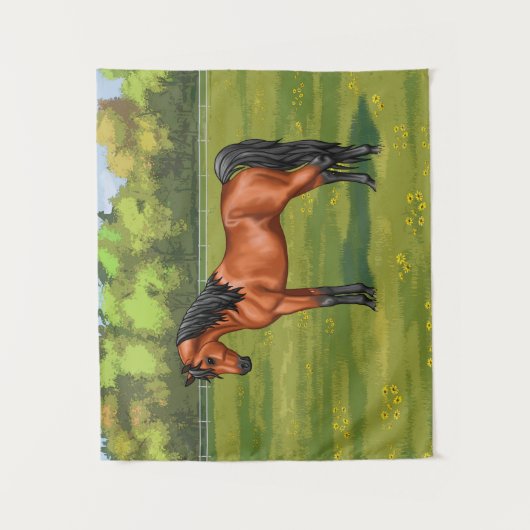 Bucht ägyptisches arabisches Pferd Wandteppich (Vorderseite)