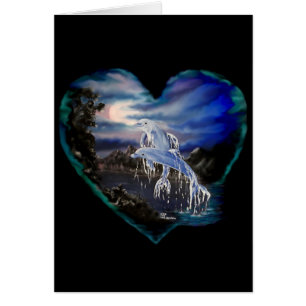 Bucht bei Nacht , Dolphin Liebe Card