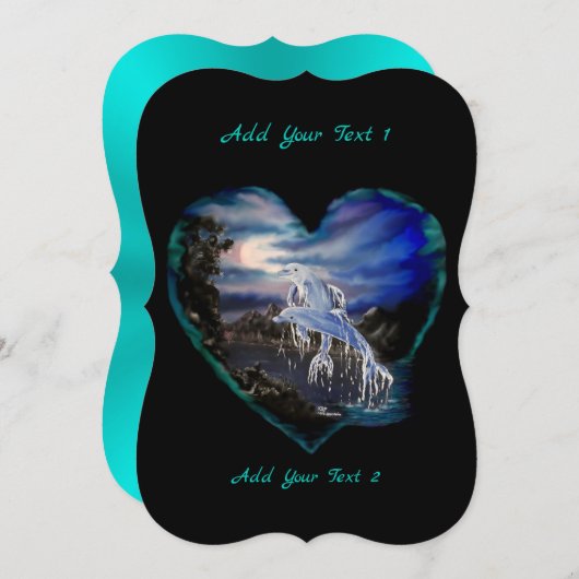 Bucht bei Nacht , Dolphin-Liebe Einladung (Vorne/Hinten)